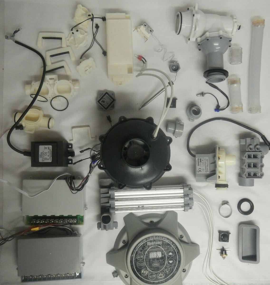 A laptop, smartphone, wireless earbuds and smartwatch arranged neatly on a bright studio surface.